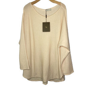 Women's XL Gentle Herd 100% Cashmere White Oversized Tunic Sweater NEW